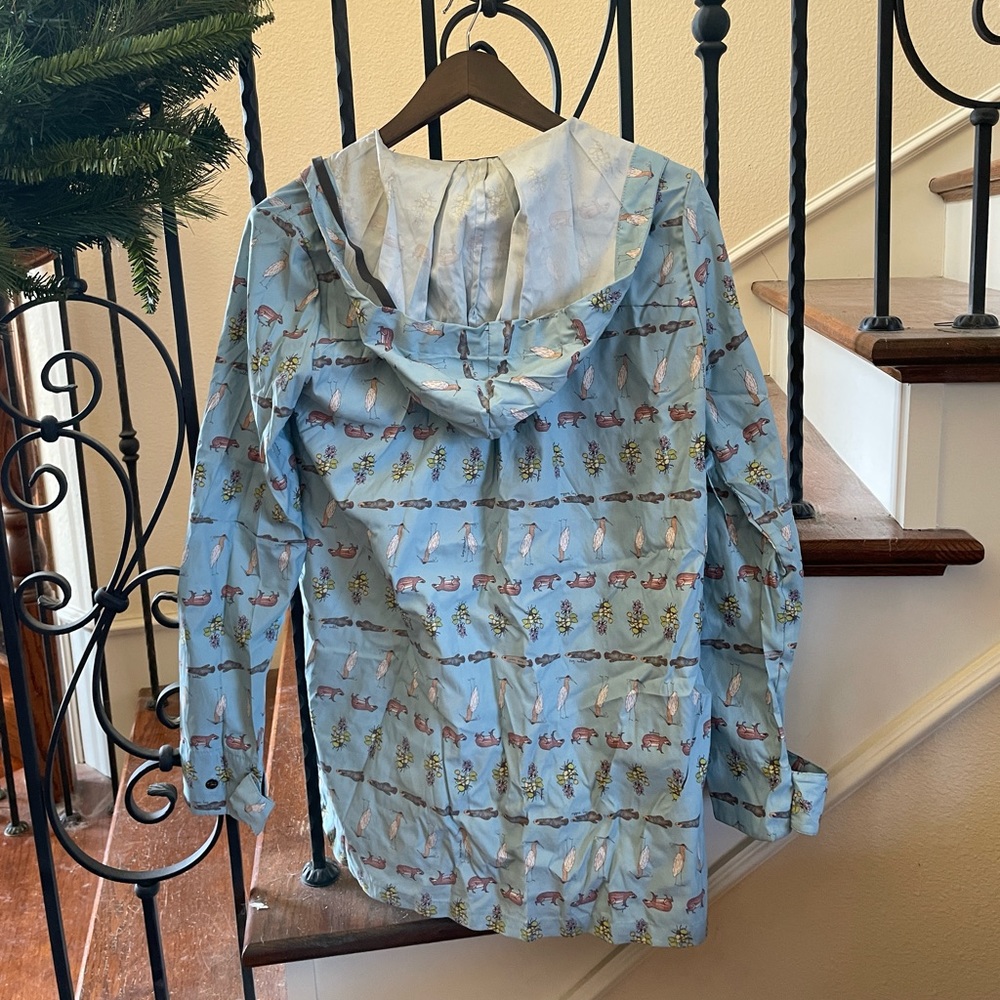 Please Rain Light Blue Patterned Raincoat Size Xs - image 3